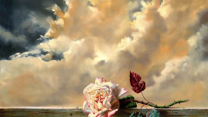 Illustration Of Rose With Cloudy Sky